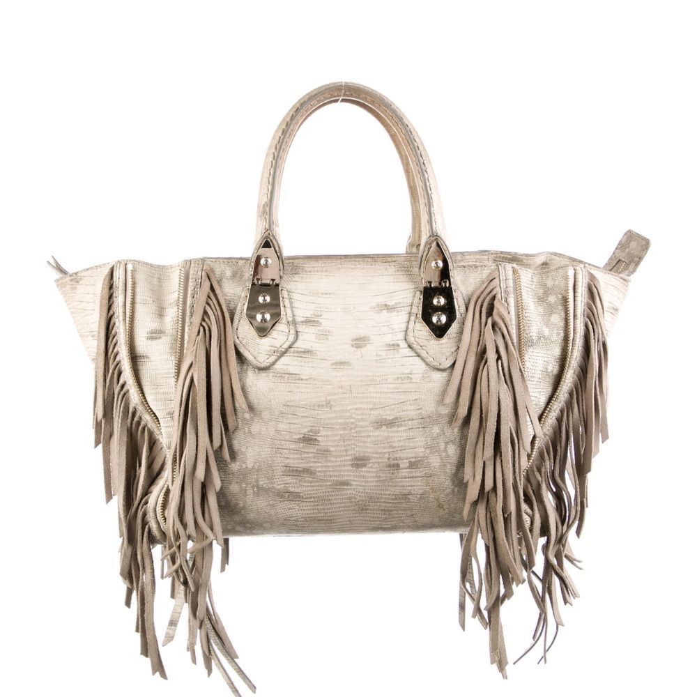 Henri Bendel Brunch Fringed Tote - Lizard